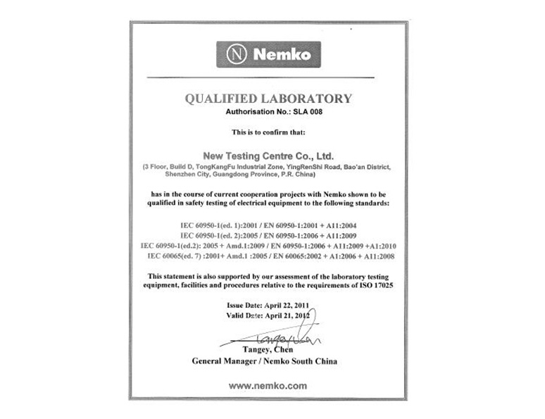 NEMKO accredited visual laboratory